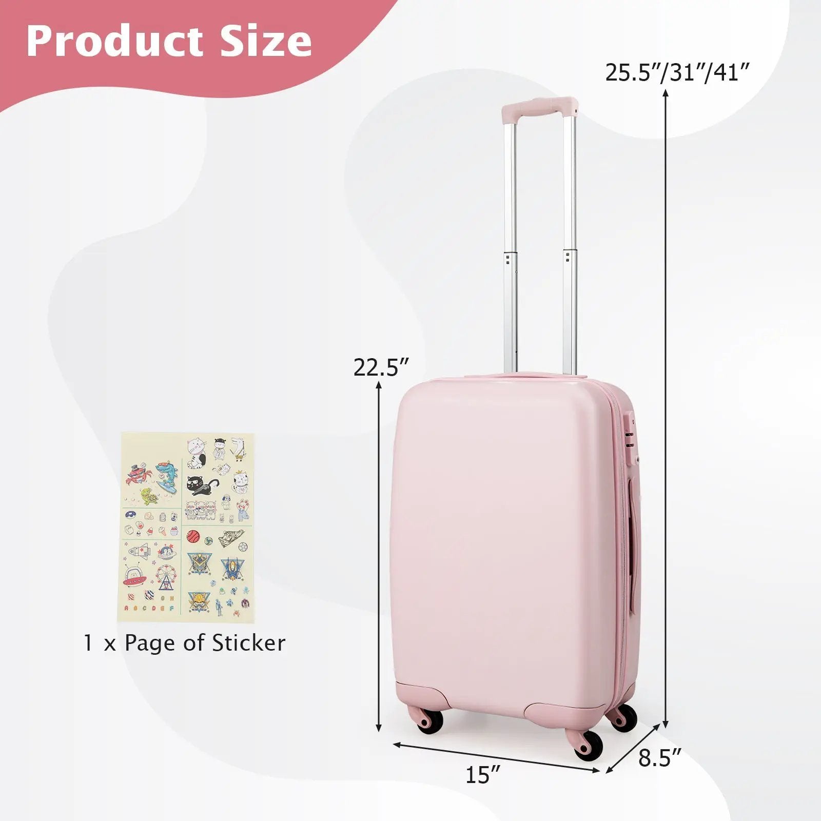 Hardside Luggage with Spinner Wheels with TSA Lock and Height Adjustable Handle by DirectDeals