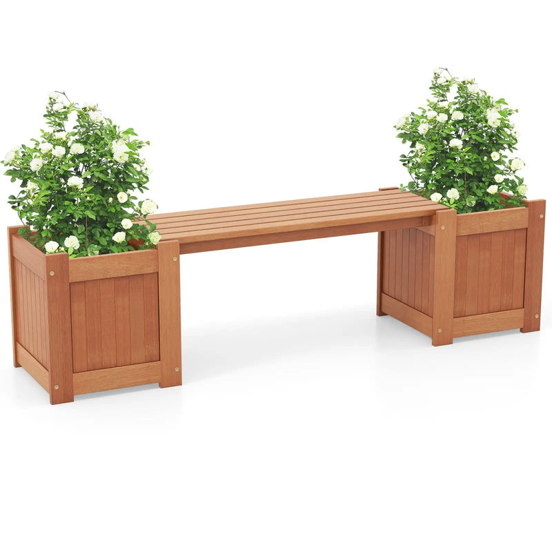 Wood Planter Box with Bench for Garden Yard Balcony by DirectDeals