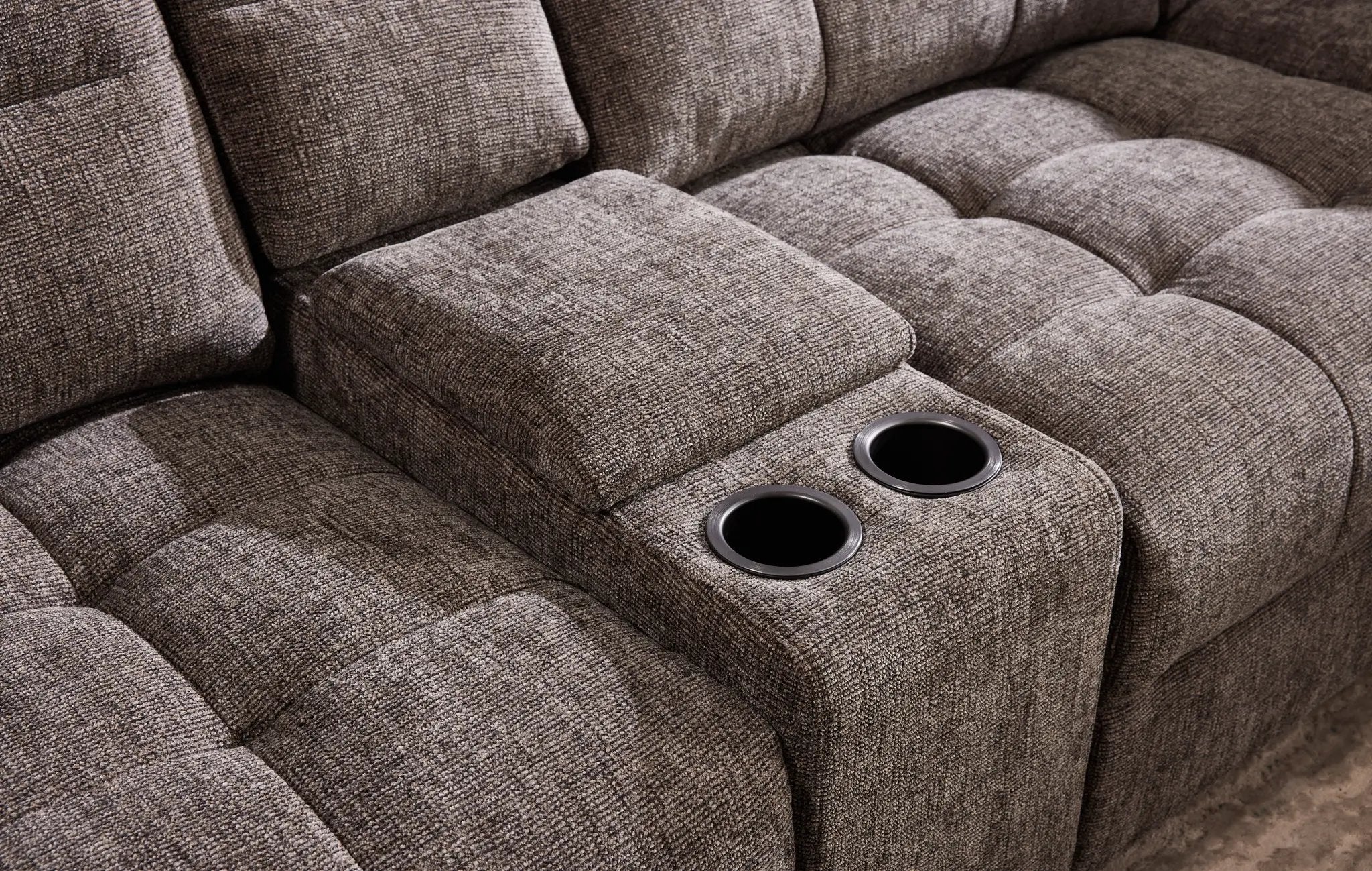 Haven Gunmetal 7-Piece Sleeper Sectional with Sliding Seats and Storage by Ornate Furniture