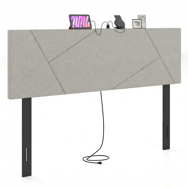 Headboard for Full Size Bed and Queen Geometric Upholstered Head Board by DirectDeals