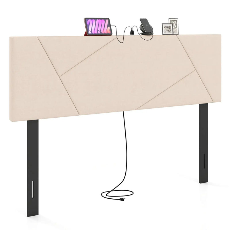 Headboard for Full Size Bed and Queen Geometric Upholstered Head Board by DirectDeals