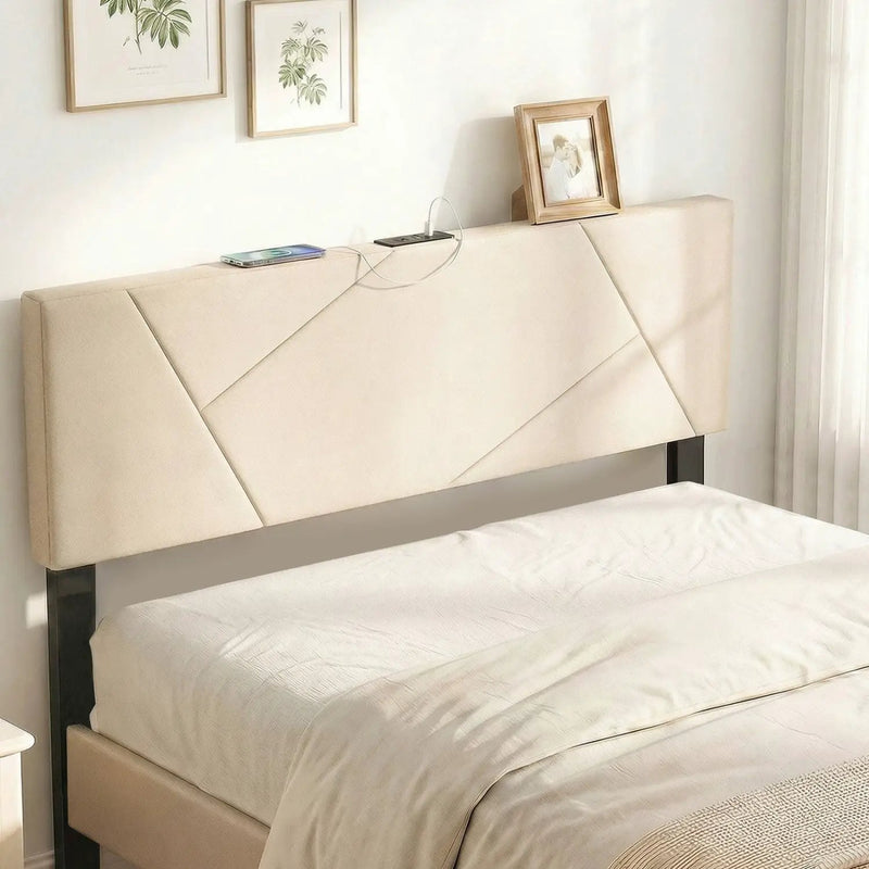 Headboard for Full Size Bed and Queen Geometric Upholstered Head Board by DirectDeals