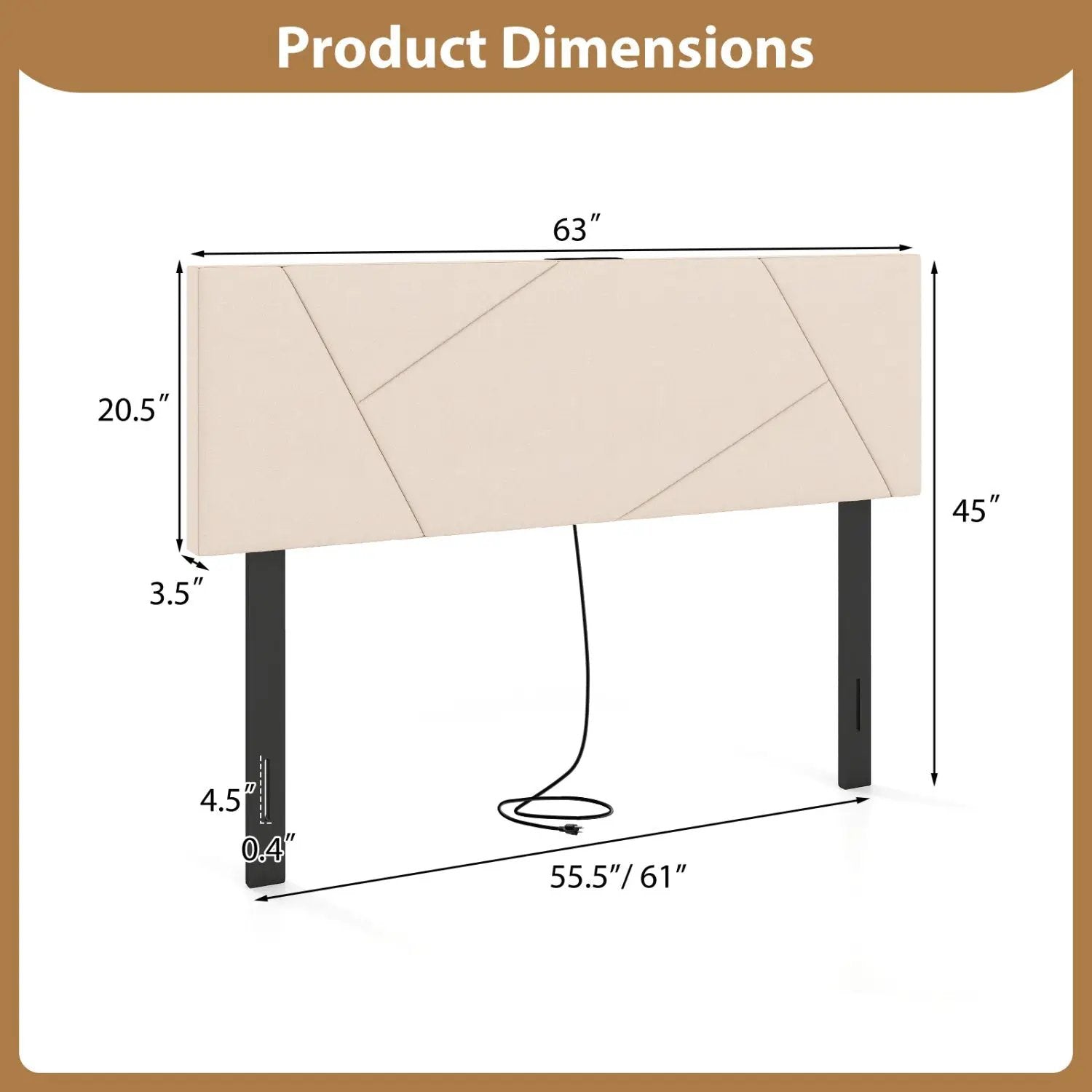 Headboard for Full Size Bed and Queen Geometric Upholstered Head Board by DirectDeals