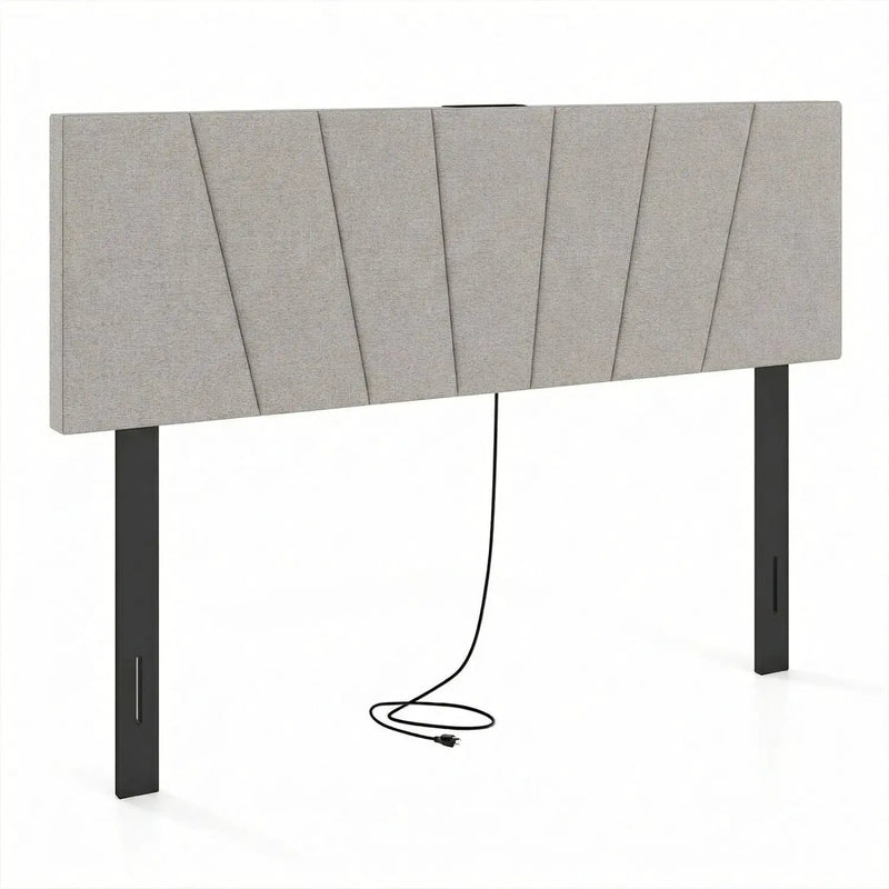 Headboard for Queen and Full Size Bed Geometric Upholstered Head Board by DirectDeals