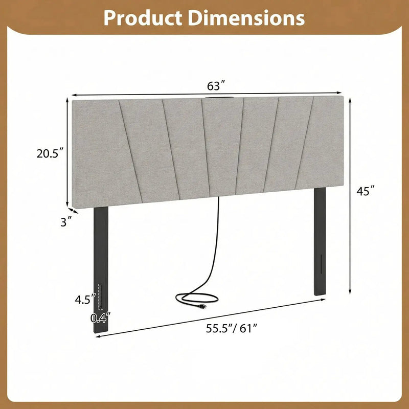 Headboard for Queen and Full Size Bed Geometric Upholstered Head Board by DirectDeals