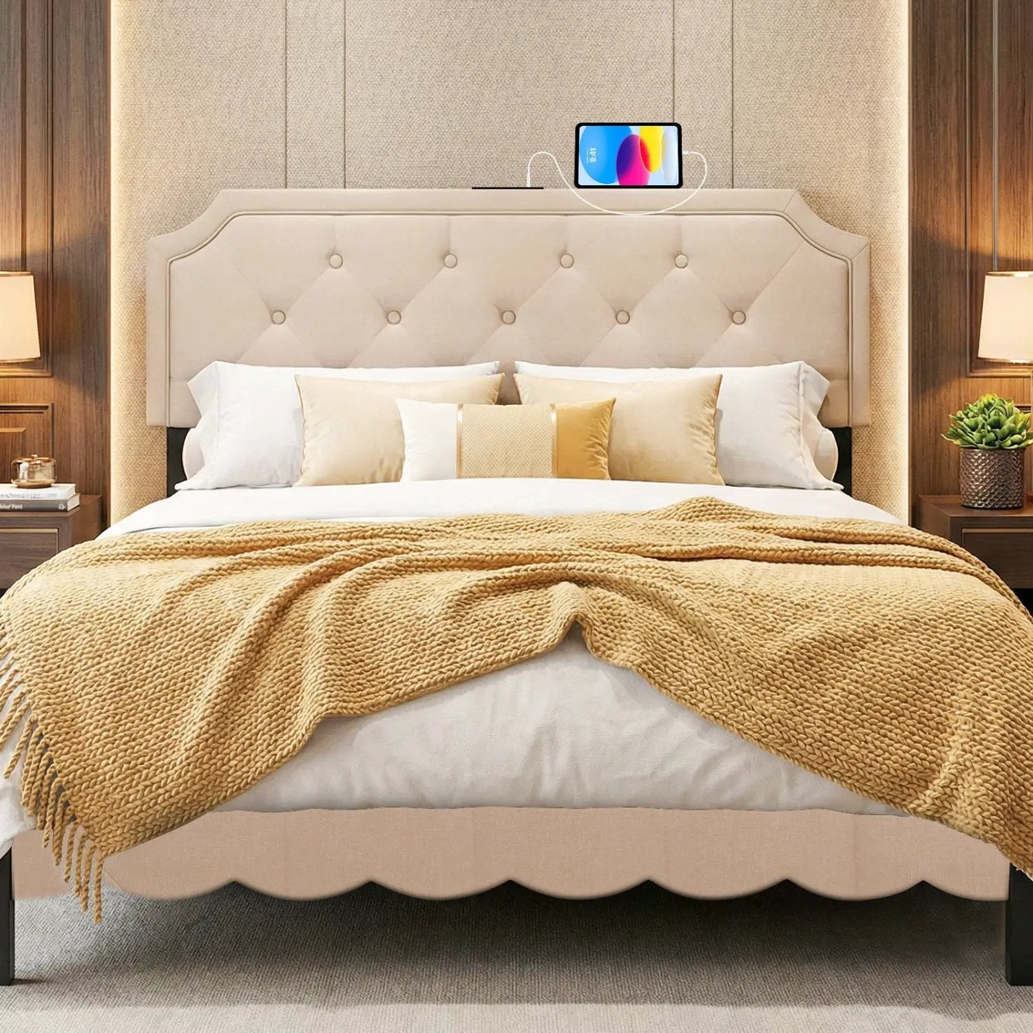 Headboard for Queen and Full Size Bed Tufted Upholstered Head Board by DirectDeals