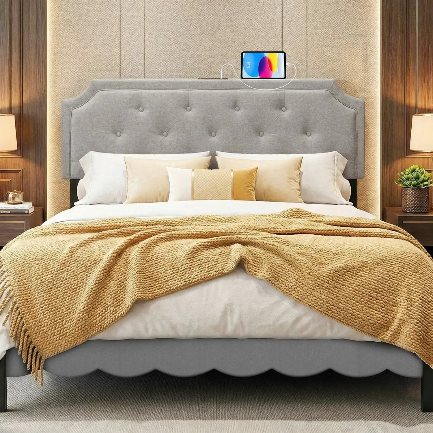 Headboard for Queen and Full Size Bed Tufted Upholstered Head Board by DirectDeals