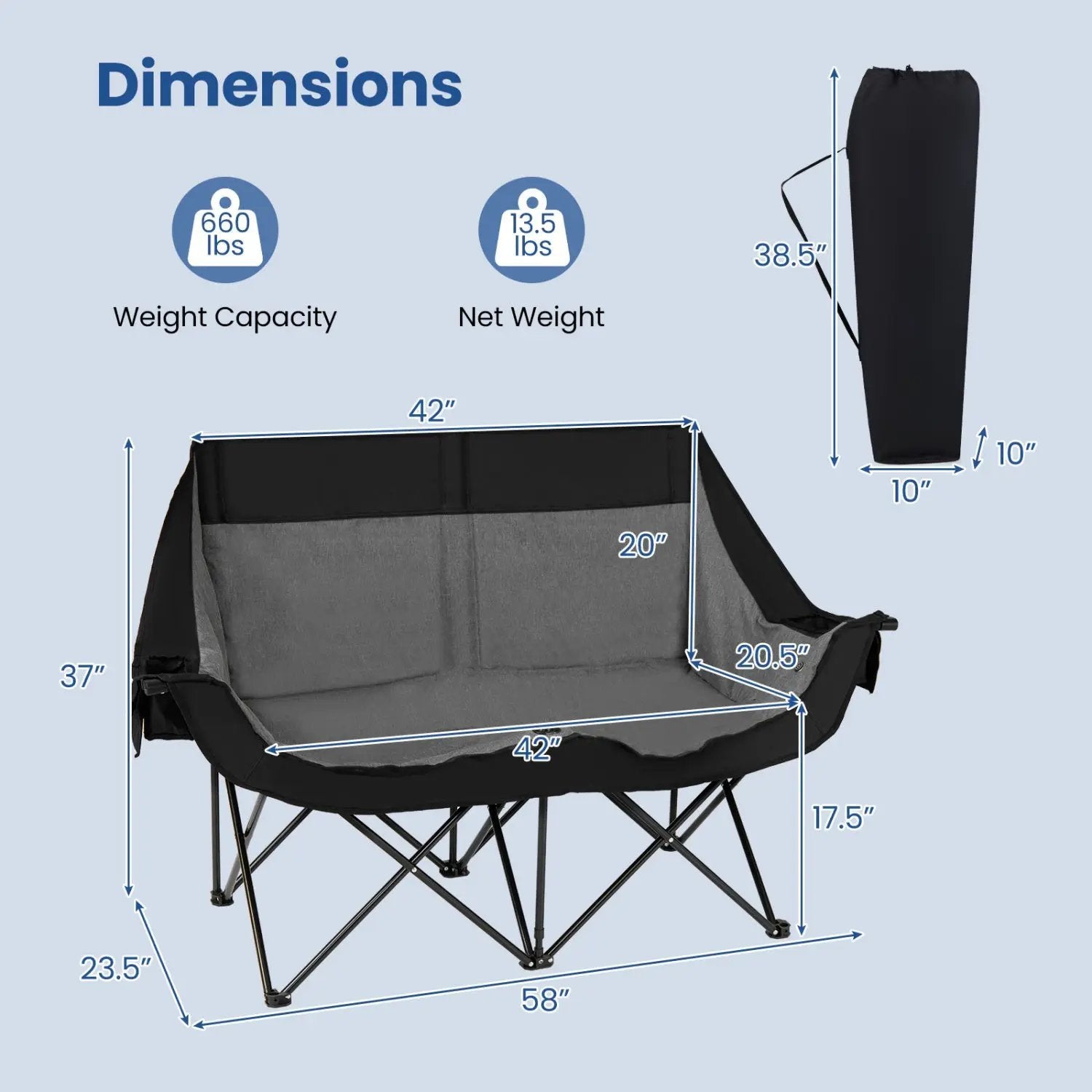 Heated Double Camping Chair with 4 Heating Zones by DirectDeals