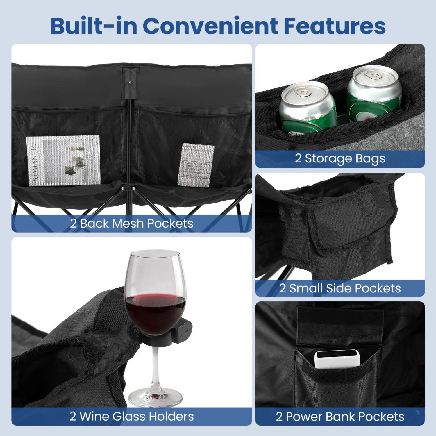 Heated Double Camping Chair with 4 Heating Zones by DirectDeals