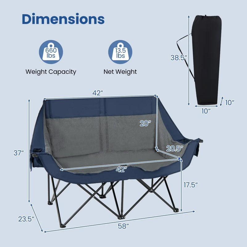 Heated Double Camping Chair with 4 Heating Zones by DirectDeals