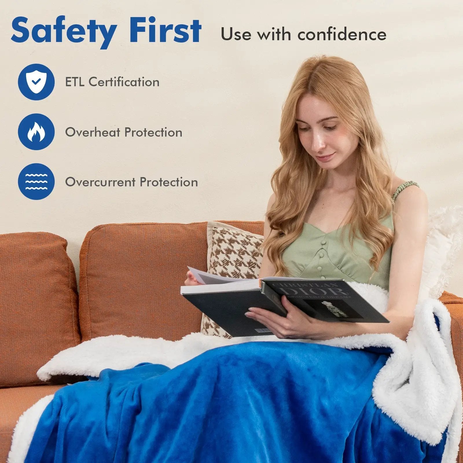 Heated Electric Blanket Throw with 10 Heat Levels by DirectDeals