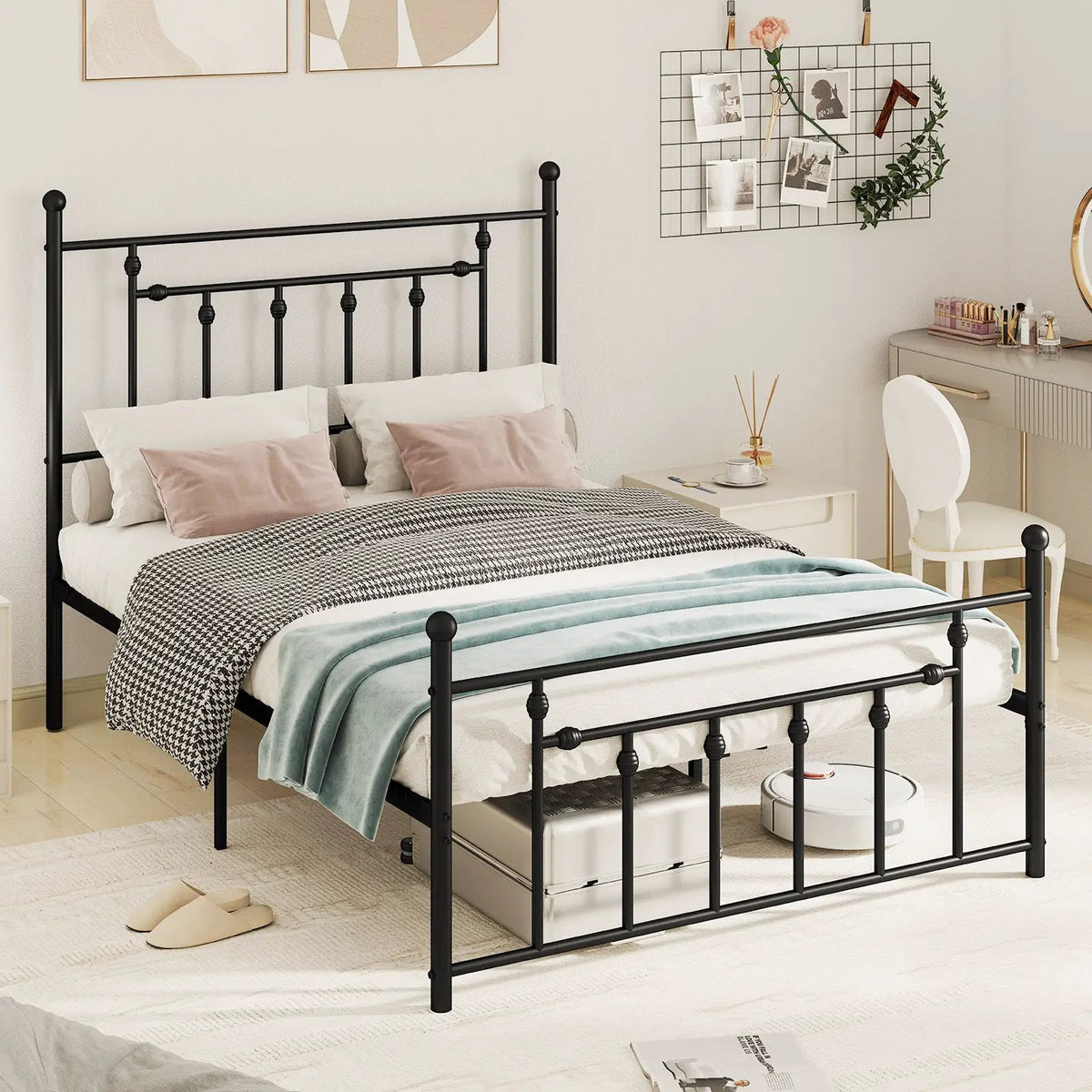 Full/Queen/Twin Size Heavy-duty Metal Bed Frame with Headboard