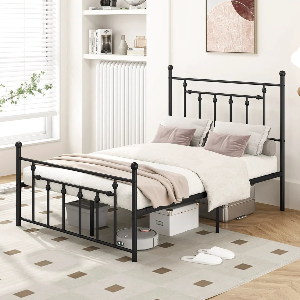Full/Queen/Twin Size Heavy-duty Metal Bed Frame with Headboard, photo 2 of 10