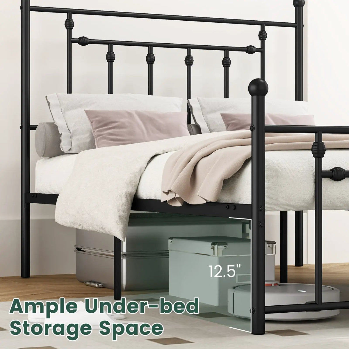 Full/Queen/Twin Size Heavy-duty Metal Bed Frame with Headboard, photo 8 of 10