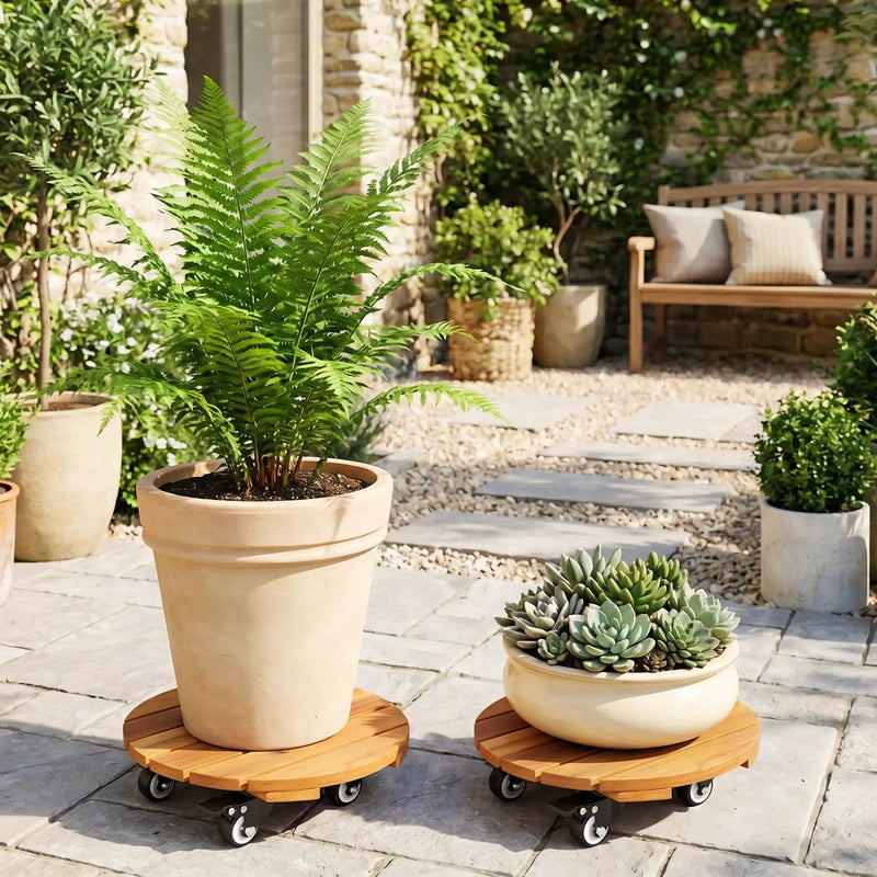 Rolling Plant Stand Set of 2 with Lockable Casters by DirectDeals