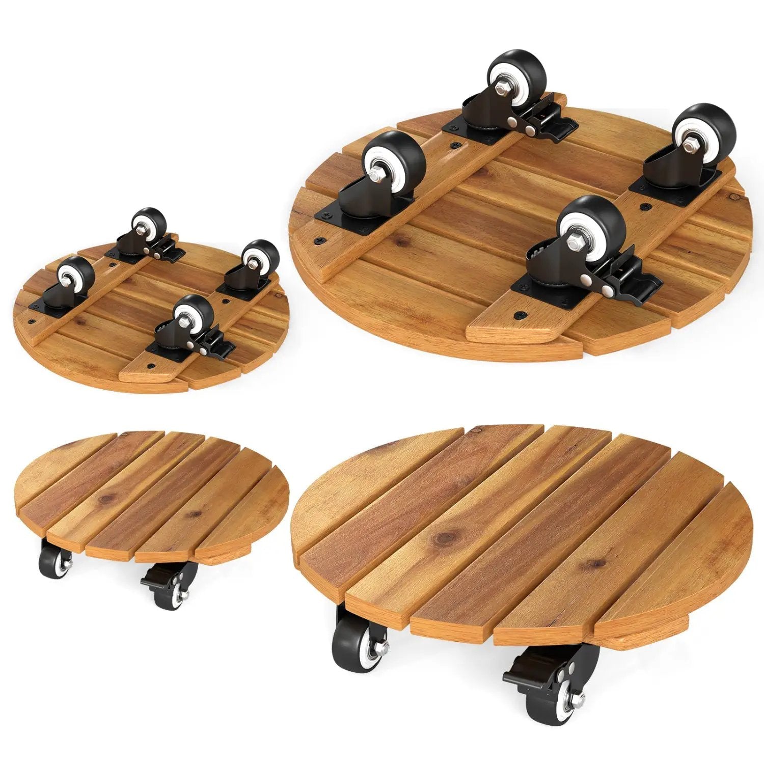 Rolling Plant Stand Set of 2 with Lockable Casters by DirectDeals