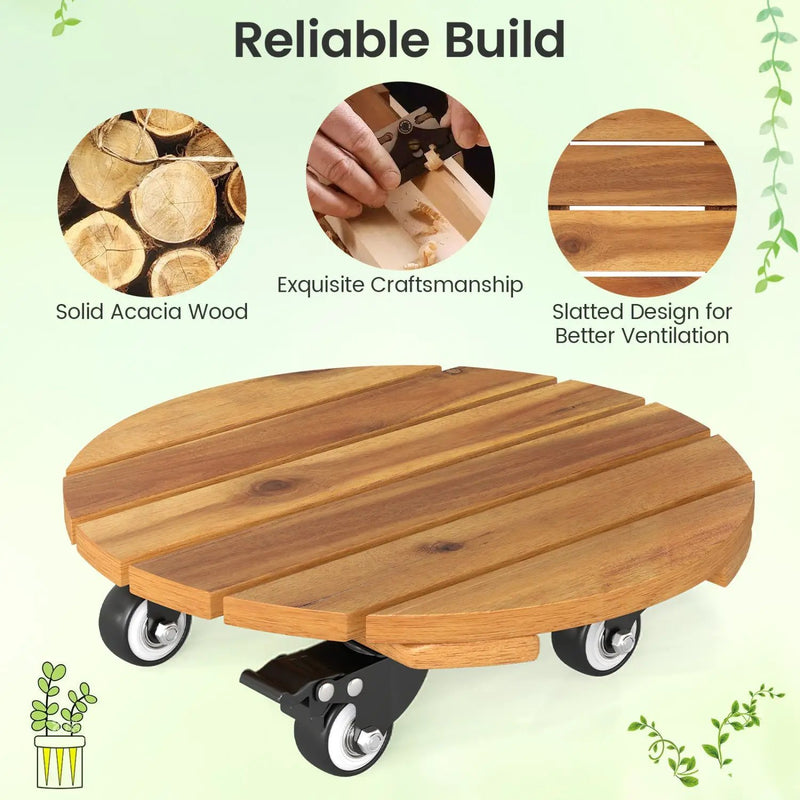 Rolling Plant Stand Set of 2 with Lockable Casters by DirectDeals