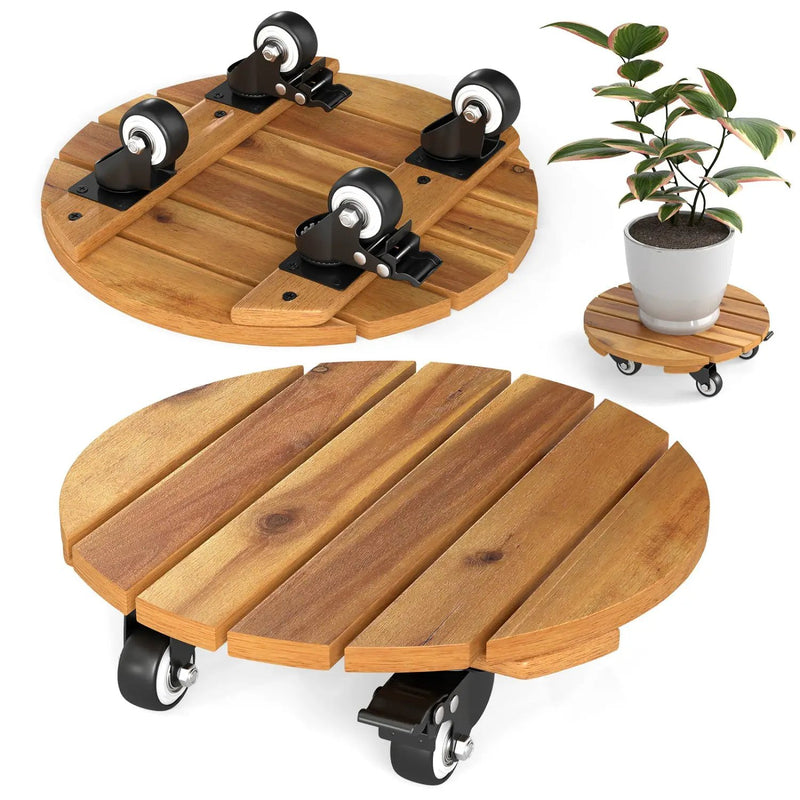 Rolling Plant Stand Set of 2 with Lockable Casters by DirectDeals