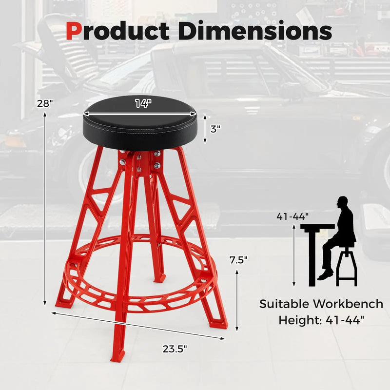 Heavy-Duty Aluminum Garage Bar Chair with 360¬∞ Swiveling Seat-Red by DirectDeals