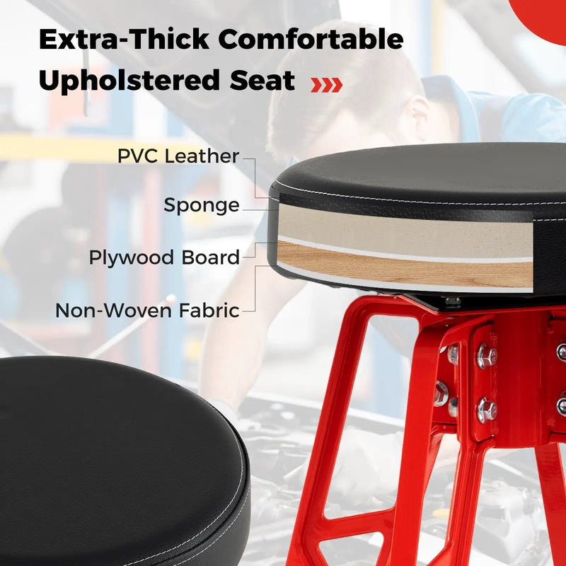 Heavy-Duty Aluminum Garage Bar Chair with 360¬∞ Swiveling Seat-Red by DirectDeals