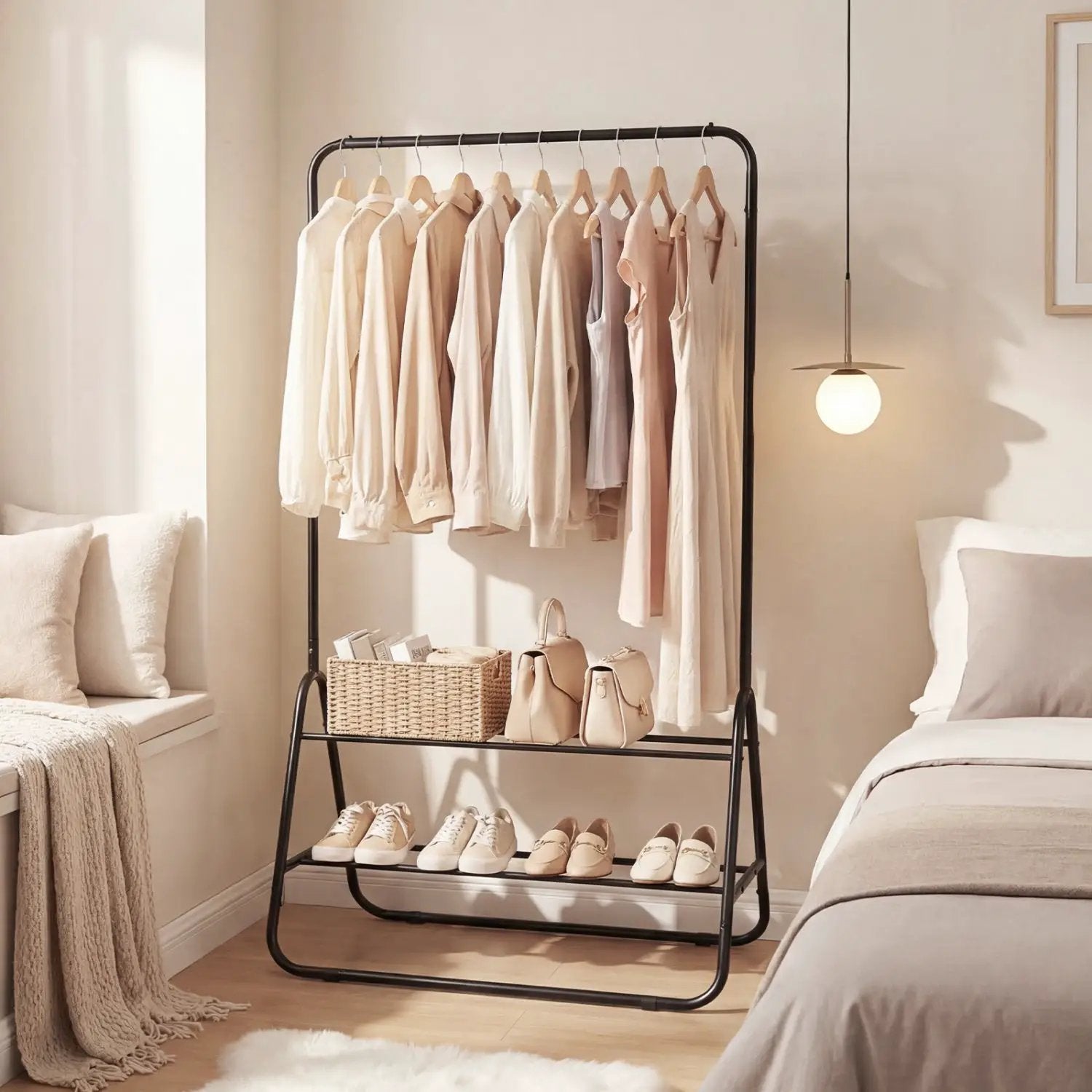 Heavy Duty Clothes Rack with Hanging Rod and Storage Shelves by DirectDeals