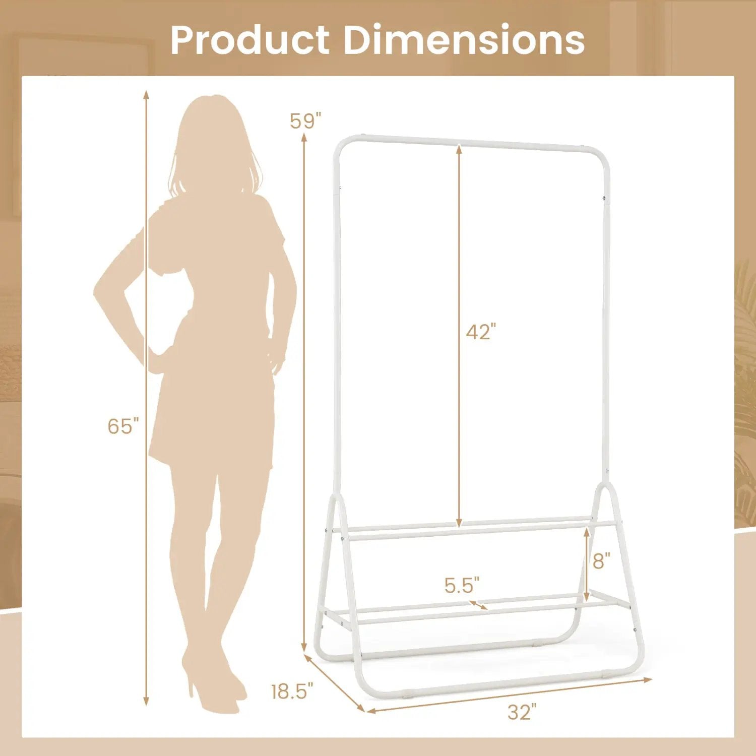 Heavy Duty Clothes Rack with Hanging Rod and Storage Shelves by DirectDeals