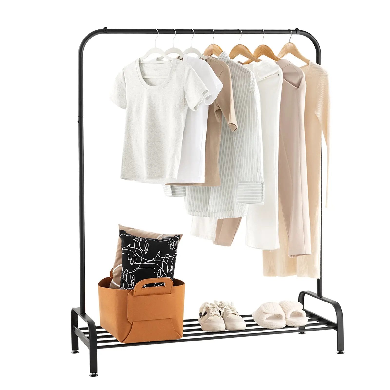 Heavy Duty Clothes Stand Rack with Top Rod and Lower Storage Shelf by DirectDeals