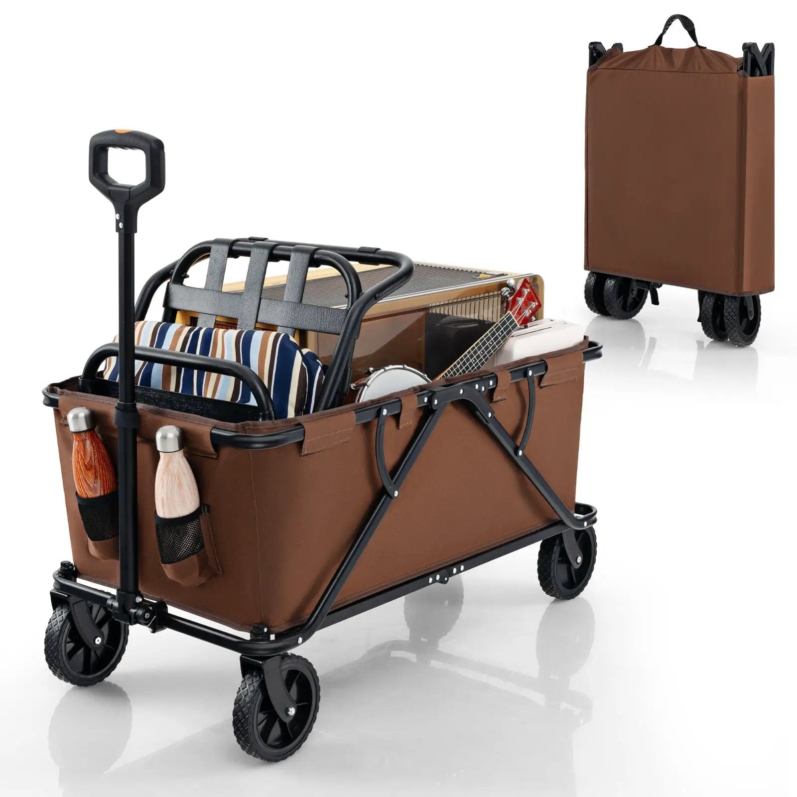 Collapsible Folding Wagon Cart with Adjustable Handlebar by DirectDeals