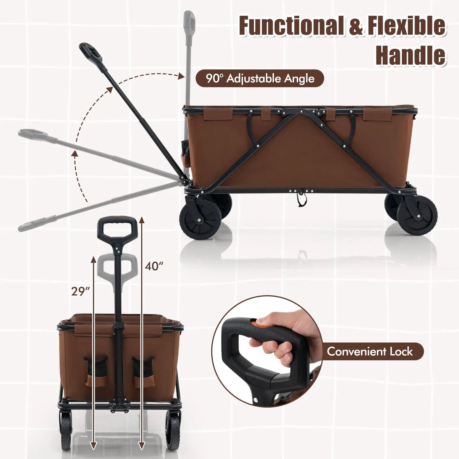 Collapsible Folding Wagon Cart with Adjustable Handlebar by DirectDeals