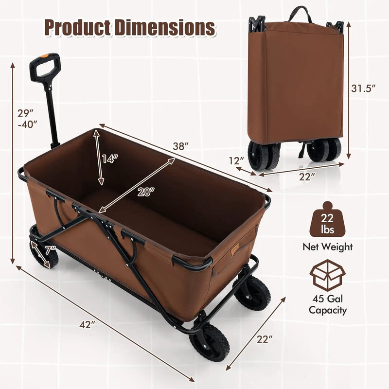 Collapsible Folding Wagon Cart with Adjustable Handlebar by DirectDeals