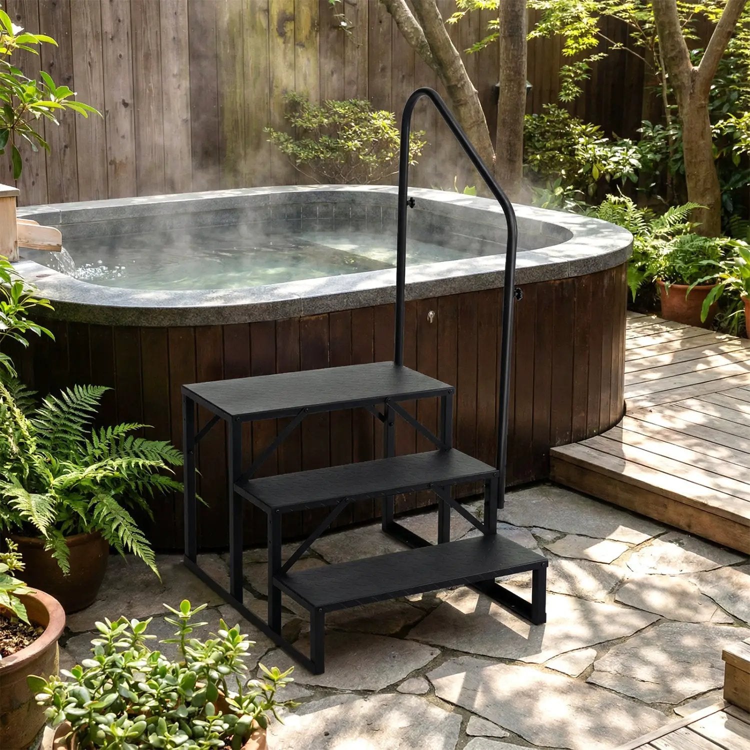 Heavy Duty Hot Tub Stair with Wide Anti-Slip Platforms for Porch and Mobile Home by DirectDeals