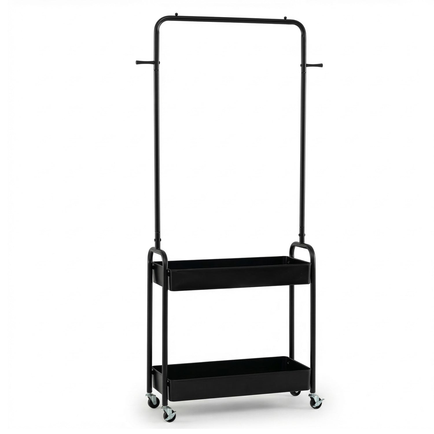 Heavy-Duty Laundry Cart with Hanging Rod and 2 Storage Baskets for Bedroom by DirectDeals