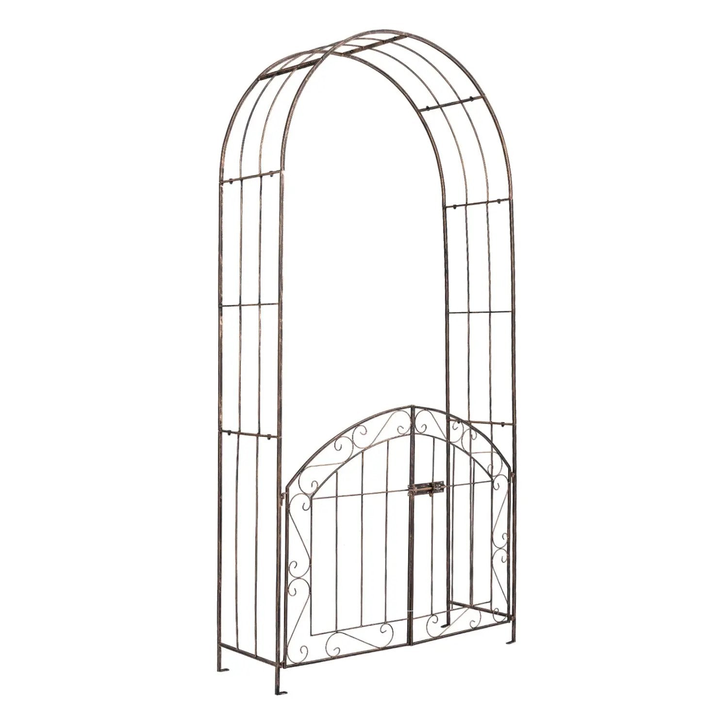 Metal Garden Arch with Gate and Safety Latch - 79" H by DirectDeals