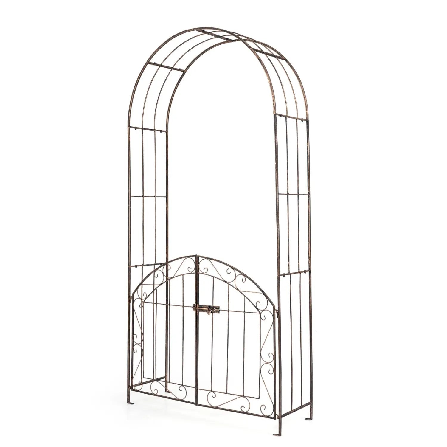 Metal Garden Arch with Gate and Safety Latch - 79" H by DirectDeals