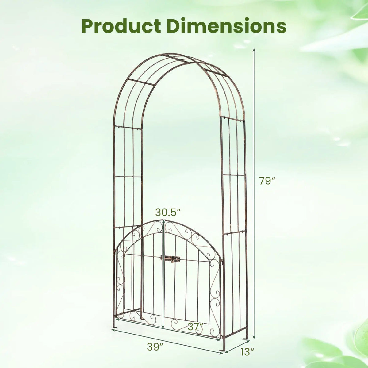 Metal Garden Arch with Gate and Safety Latch - 79" H, photo 5 of 16