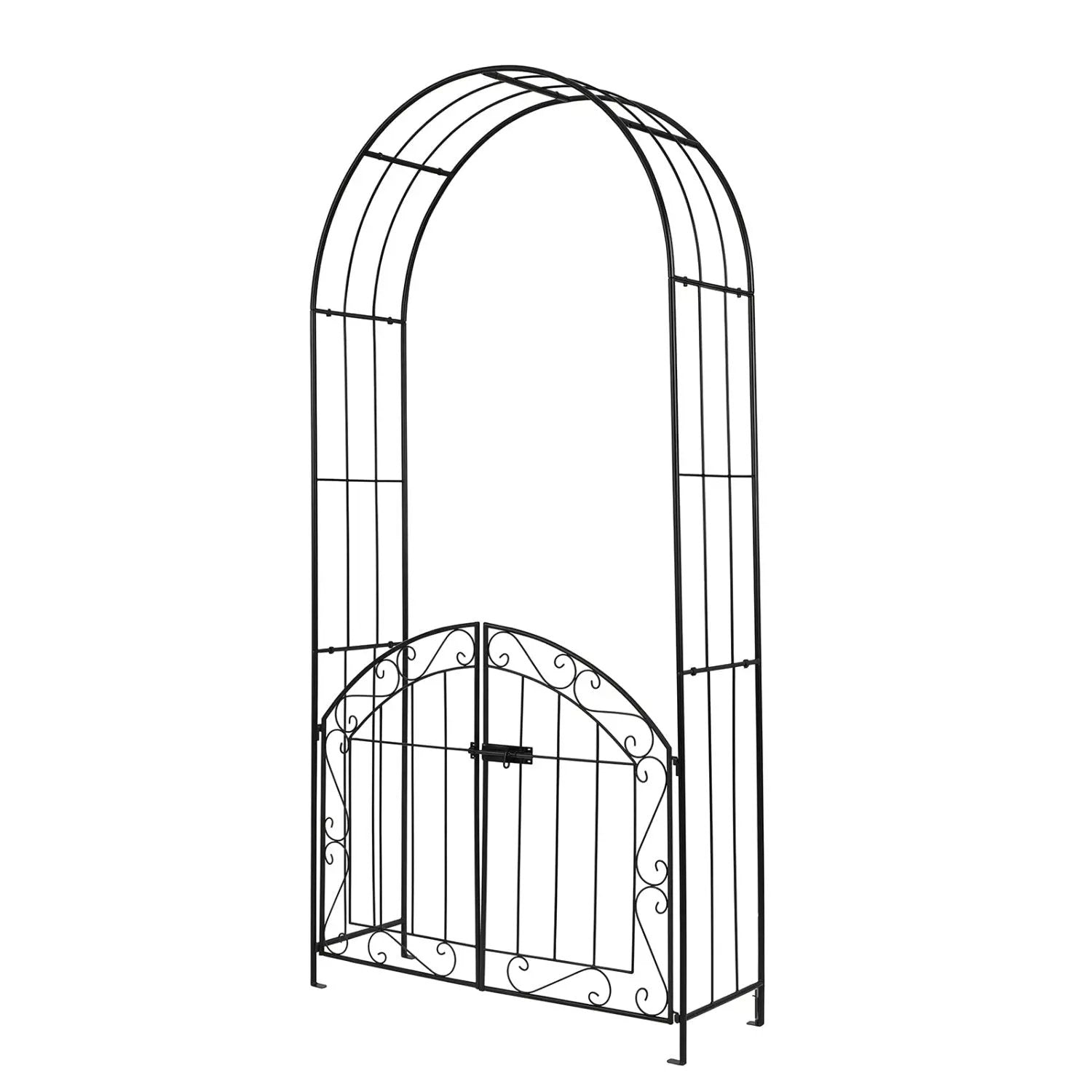 Metal Garden Arch with Gate and Safety Latch - 79" H by DirectDeals