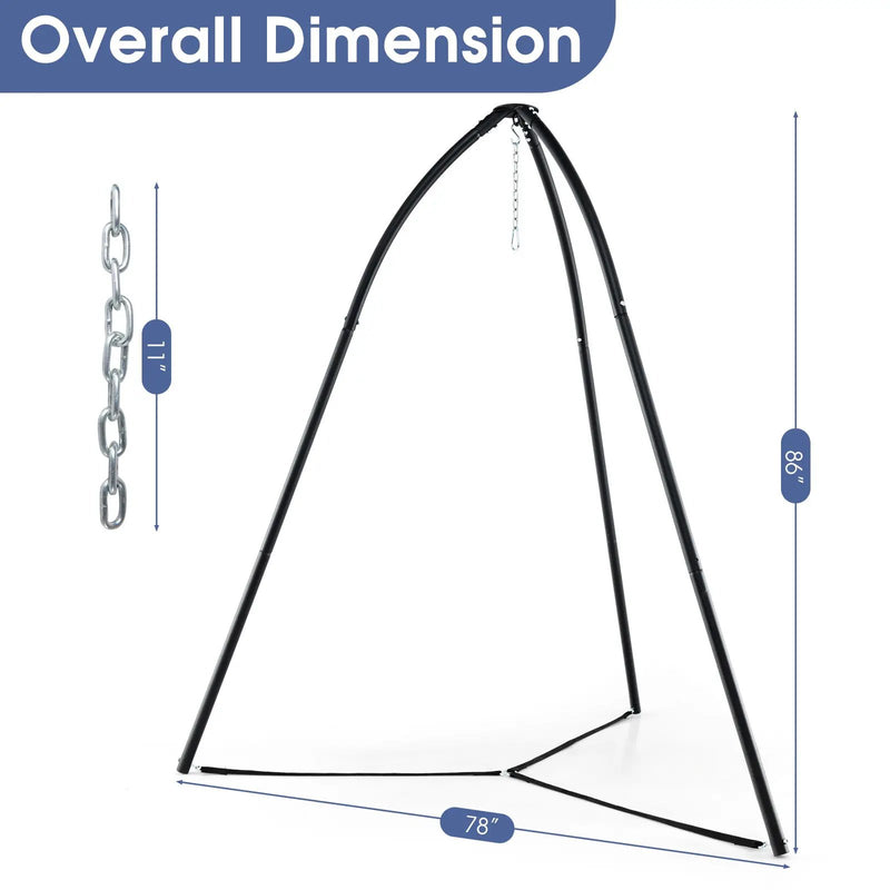 Heavy Duty Metal Hanging Chair Stand with Hanging Chain-Black by DirectDeals