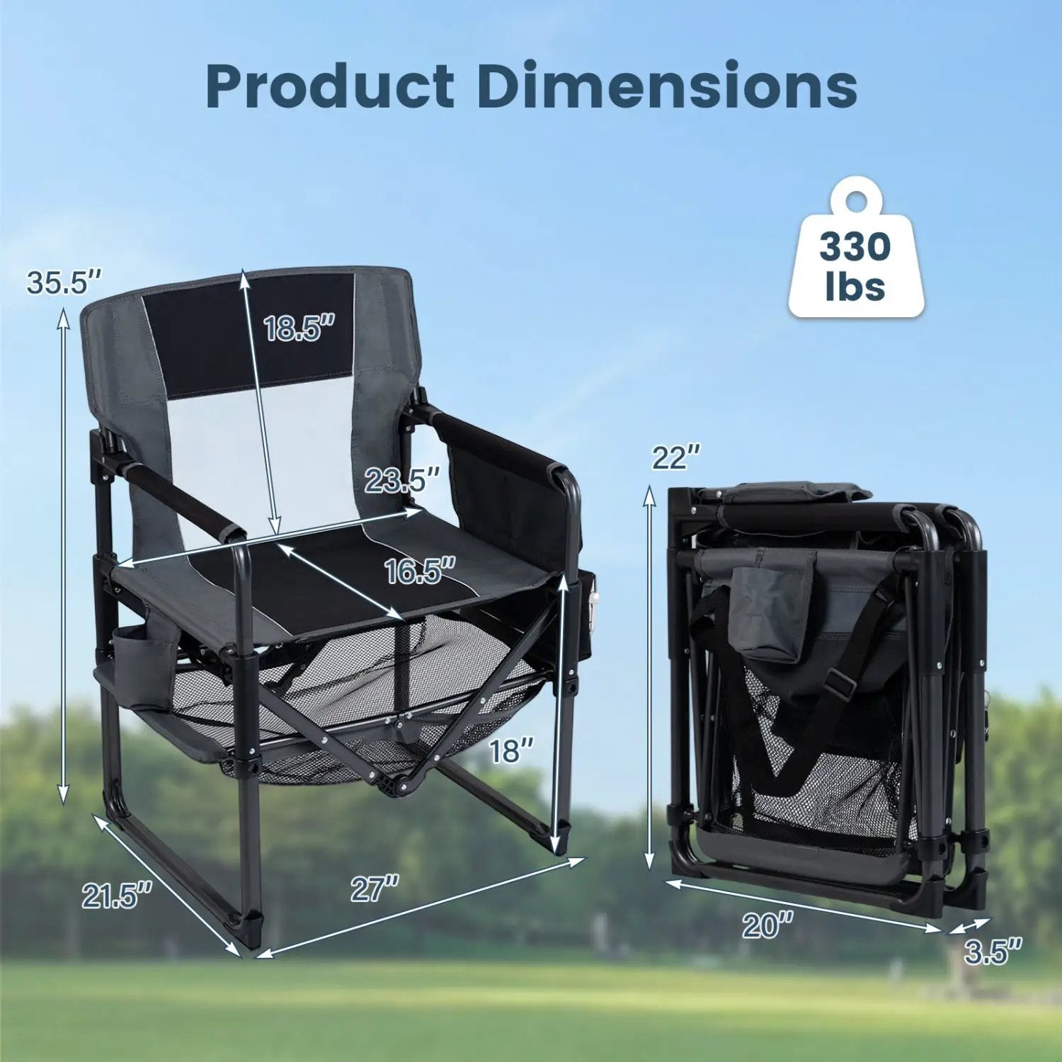 Camping Chair Heavy Duty with Cup Holder and Bottle Opener by DirectDeals
