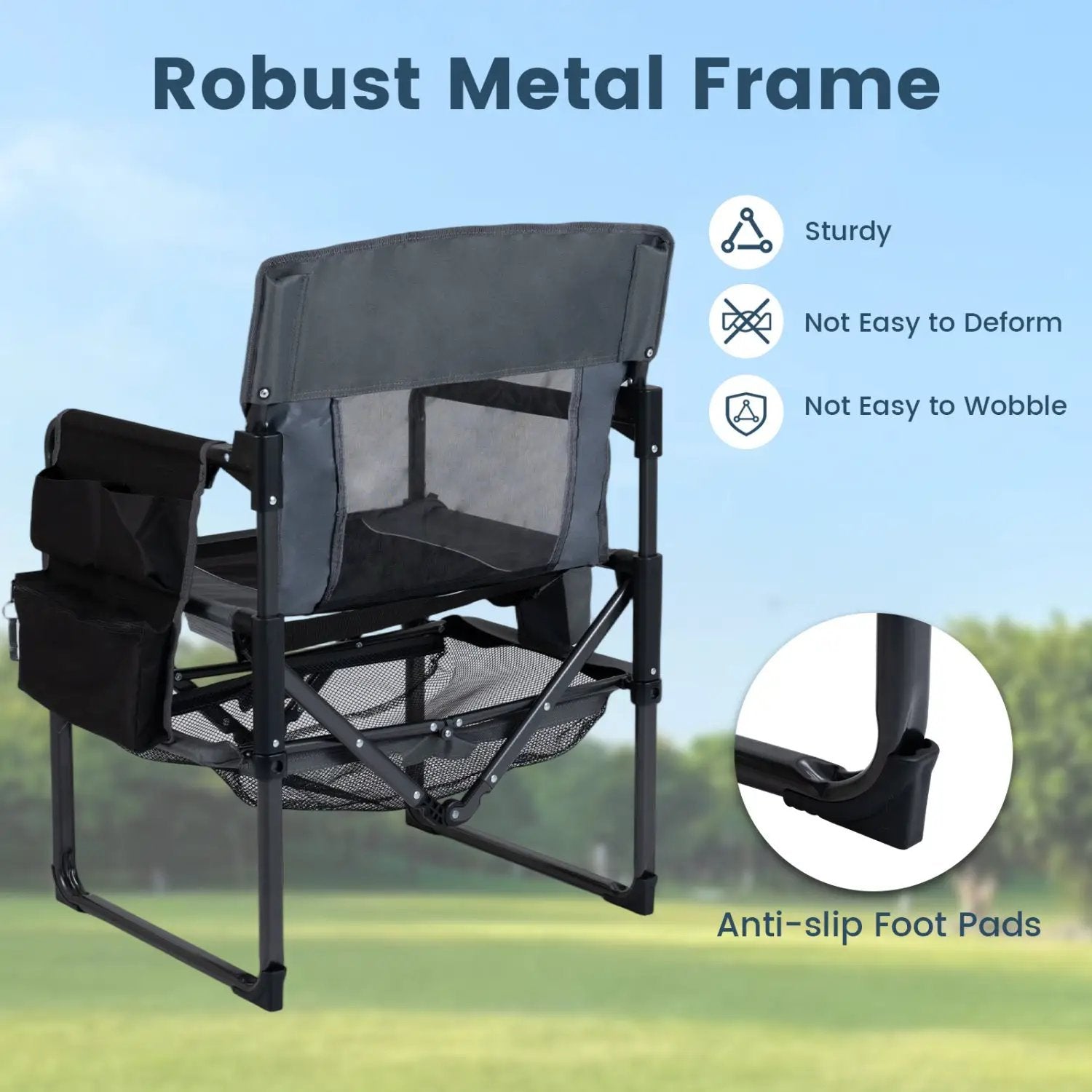 Camping Chair Heavy Duty with Cup Holder and Bottle Opener by DirectDeals