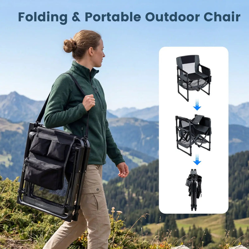 Camping Chair Heavy Duty with Cup Holder and Bottle Opener by DirectDeals