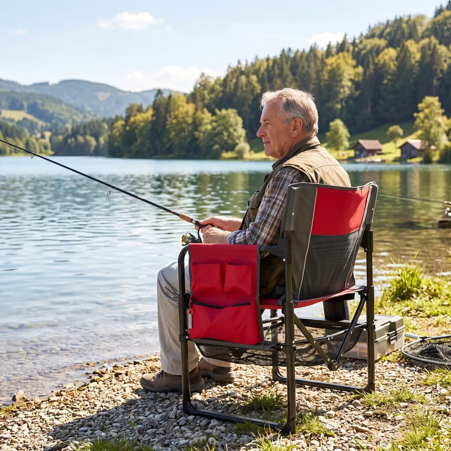 Camping Chair Heavy Duty with Cup Holder and Storage by DirectDeals
