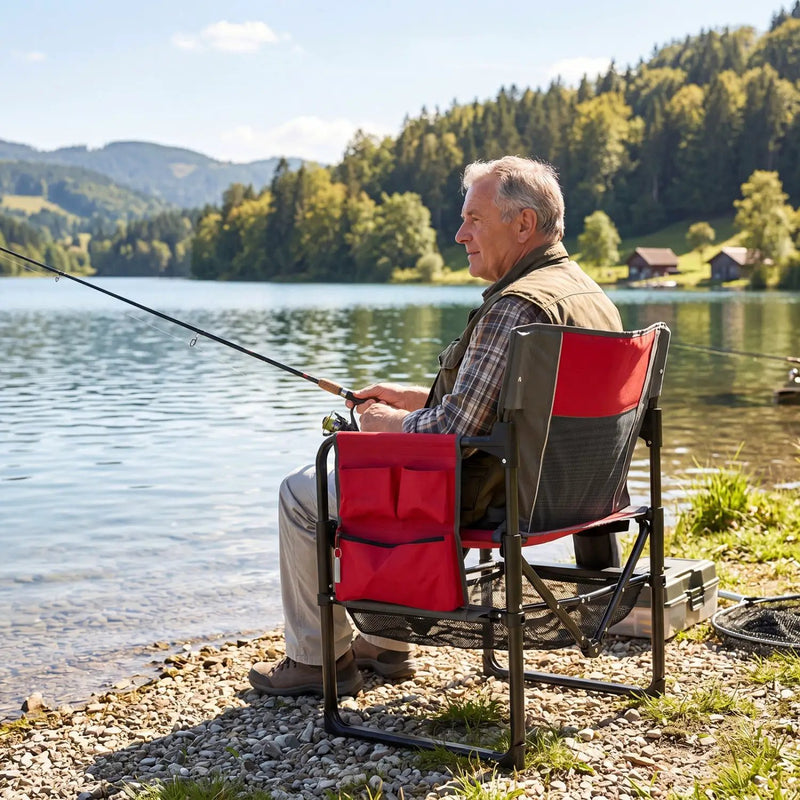 Camping Chair Heavy Duty with Cup Holder and Storage by DirectDeals