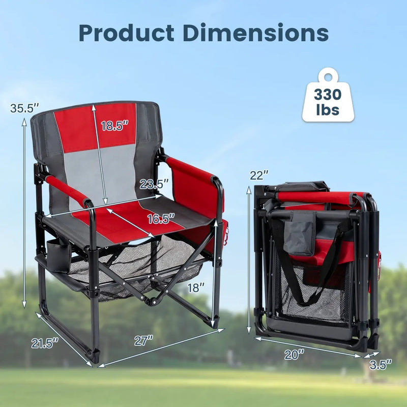 Camping Chair Heavy Duty with Cup Holder and Storage by DirectDeals