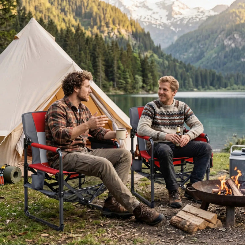 Camping Chair Heavy Duty with Cup Holder and Storage by DirectDeals