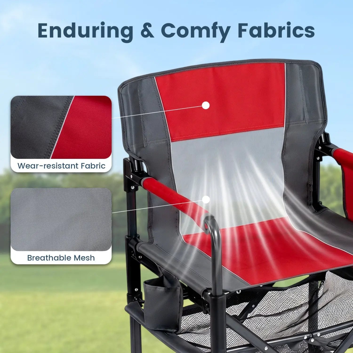 Camping Chair Heavy Duty with Cup Holder and Storage by DirectDeals