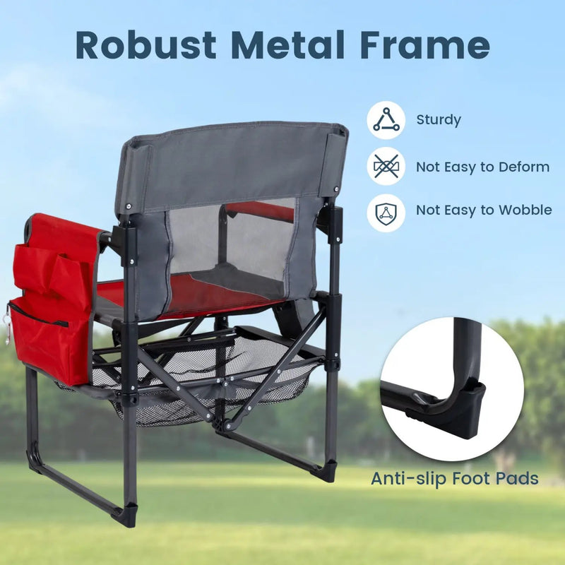 Camping Chair Heavy Duty with Cup Holder and Storage by DirectDeals