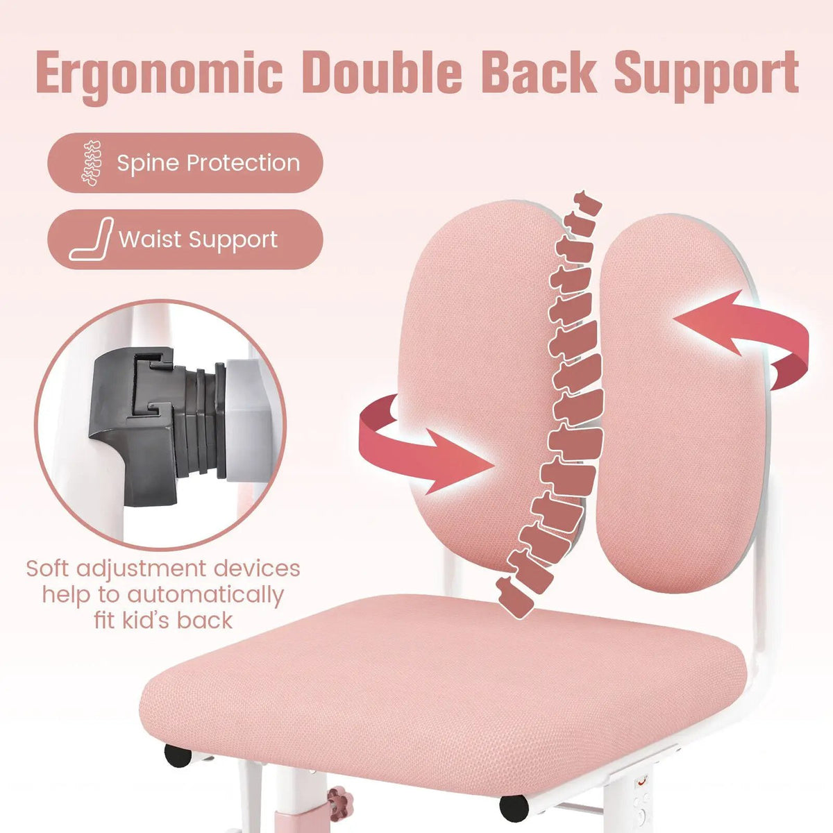 Ergonomic Height-adjustable Kids Study Chair with Double Back Support, photo 13 of 16