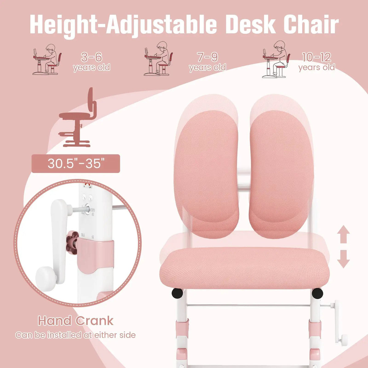 Ergonomic Height-adjustable Kids Study Chair with Double Back Support, photo 15 of 16