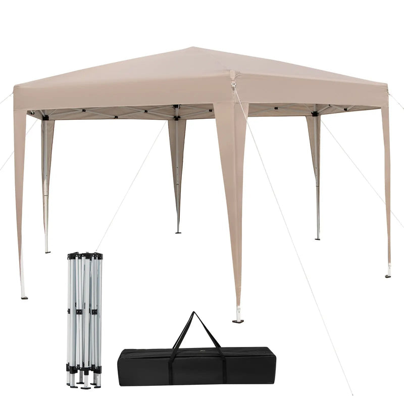 13 x 11.5 FT Hexagonal Pop-Up Height Adjustable Canopy Tent with Dressed Legs-Khaki by DirectDeals