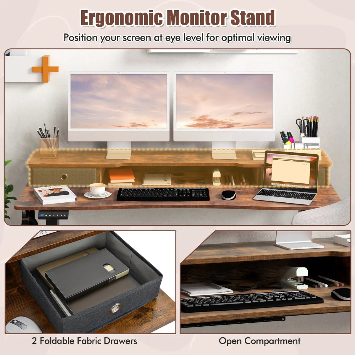 55 Inch x 24 Inch Height Adjustable Electric Standing Desk with 2 Drawers, photo 8 of 10